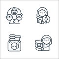 Family life line icons. linear set. quality vector line set such as pregnancy, laundry, bed time