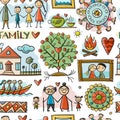 Family Life. Parents and Grandparents. Family House. Seamless pattern for your design