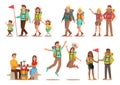 Family lifestyle. Family travel time. Happy family go to Camping. Vector illustration design