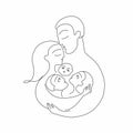 Happy hug line art family