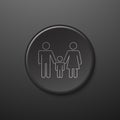 Family Line Icon. Black Push-Button