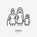 Family line icon, vector pictogram of three female generations - grandmother, mother, daugther. Young girl with older Royalty Free Stock Photo