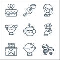 Family line icons. linear set. quality vector line set such as father, son, fireplace, family, mom, daughter, pregnancy, key