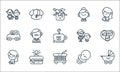 Family line icons. linear set. quality vector line set such as baby stroller, cradle, pregnancy, pacifier, birthday cake, car, Royalty Free Stock Photo