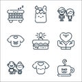 Family line icons. linear set. quality vector line set such as dad, mom, grandparents, heart, birthday cake, baby, couple,