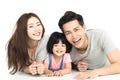 Family with little girl playing on the floor Royalty Free Stock Photo