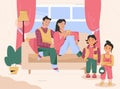 Family in living room together. Childhood, parenting Royalty Free Stock Photo