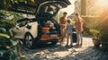 Family loading travel luggage into vehicle for leisure AIG41 Royalty Free Stock Photo