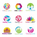 Family logo circle art vector set design