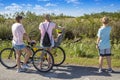 Family looking at an Alligator in the Florida Everglades National Park Royalty Free Stock Photo