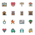 Family love filled outline icons set Royalty Free Stock Photo