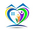 Family Love Union Heart shaped home/ house logo Royalty Free Stock Photo