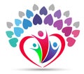Family love union tree in a heart shape logo Royalty Free Stock Photo