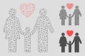 Family Love Vector Mesh Network Model and Triangle Mosaic Icon