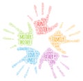 Family love word cloud five hands variant