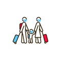 Family with luggage color line icon. Safe travel. Pictogram for web, mobile app, promo. UI UX design element. Royalty Free Stock Photo