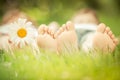 Family lying on grass Royalty Free Stock Photo