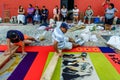 Family make Good Friday carpet, Antigua, Guatemala Royalty Free Stock Photo