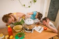 The family makes a supper. Royalty Free Stock Photo