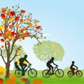 Family making trip on bicycles Royalty Free Stock Photo