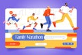 Family marathon banner with happy people run Royalty Free Stock Photo