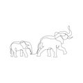 Family Matters - Elephant Line art one line Abstract art