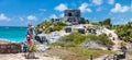 Family at Mayan ruins in Tulum Royalty Free Stock Photo