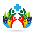Family Medical care happiness wellness love clinic protect people life care healthy logo design