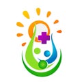 Family medical health care sun logo icon parent, kids,green love, nature, symbol design vector on white background