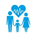 Family and medical heartbeat healthcare pictogram