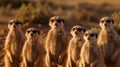 A family of meerkats standing tall and alert created with Generative AI Royalty Free Stock Photo