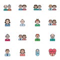 Family members filled outline icons set Royalty Free Stock Photo