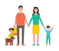 Family Members Mother, Father, Sons and Dog Vector