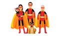 Family Members Wearing Superhero Costumes and Cloaks Posing Vector Illustration Royalty Free Stock Photo