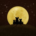 A family of mice looking at the moon and the starry sky