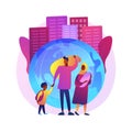 Family migration abstract concept vector illustration.