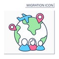 Family migration color icon Royalty Free Stock Photo