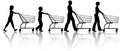 Family mom dad kids together push shopping carts Royalty Free Stock Photo