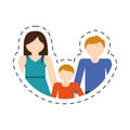 family mom dad and son together members cut line Royalty Free Stock Photo