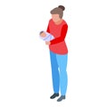 Family moment first kid birth icon, isometric style