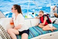 Family on board of sailing yacht Royalty Free Stock Photo
