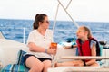 Family on board of sailing yacht Royalty Free Stock Photo