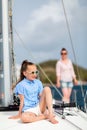 Family on board of sailing yacht Royalty Free Stock Photo