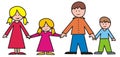 Family, four peole, mother, father, daughter and son, vector illustration