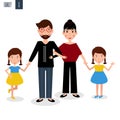 Family of mother, father and girl twins vector Royalty Free Stock Photo