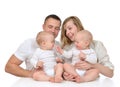 Family mother and father with newborn child baby kids