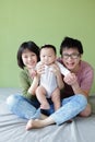 Family (Mother, father and small baby) smile face Royalty Free Stock Photo