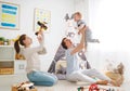 Family mother father and son playing together in children`s pl Royalty Free Stock Photo