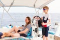 Family on board of sailing yacht Royalty Free Stock Photo