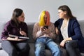 Family mother and teenage daughter in meeting with psychologist Royalty Free Stock Photo